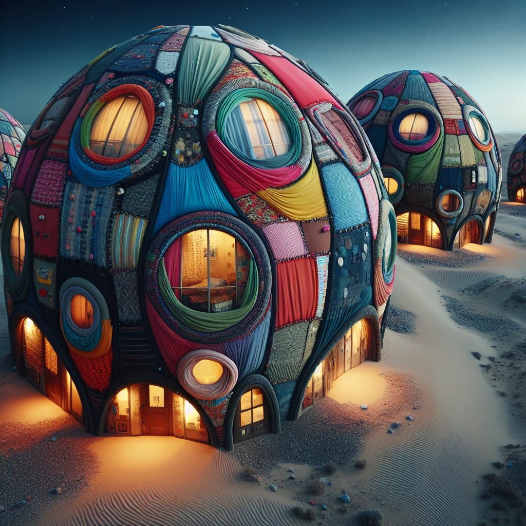 Alien Architect's Textile Houses on a Martian Planet