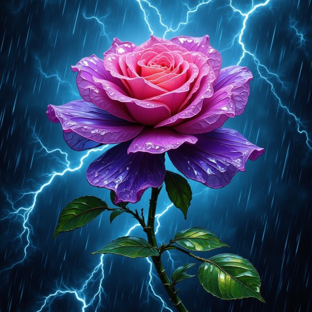 Rose of Stained Glass and Smoke in Electric Storm