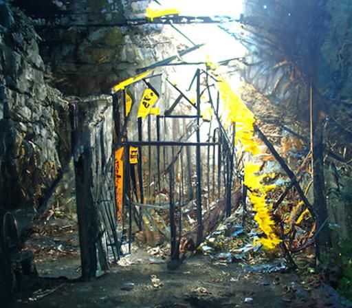 Sinister Abandoned Mine Entrance in Matte Painting Style