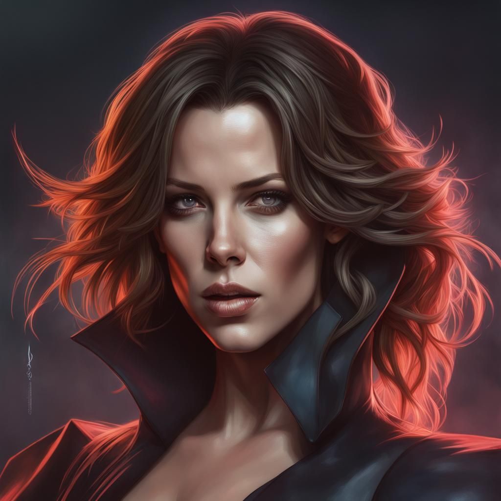 Vampire Portrait in Hyperdetailed Digital Art Style