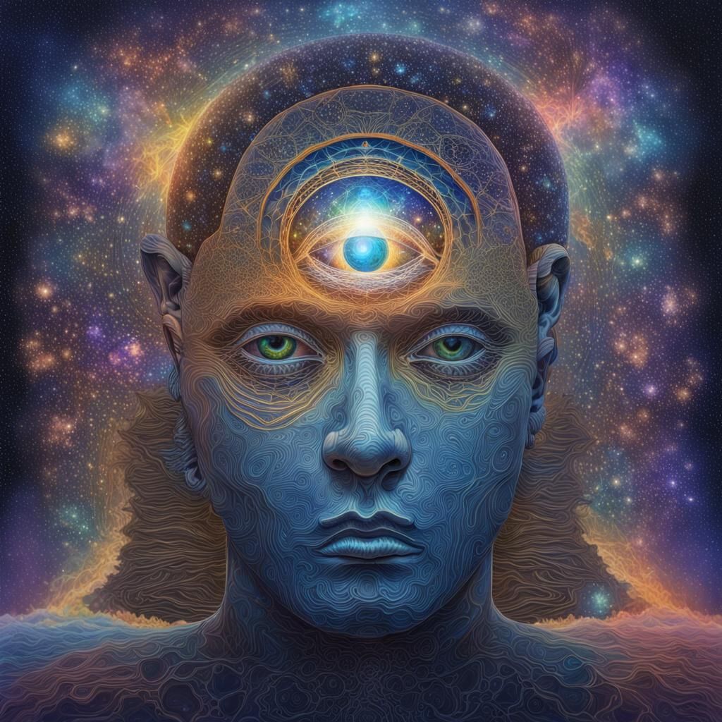 Cosmic Consciousness: Holographic Astral Illustration