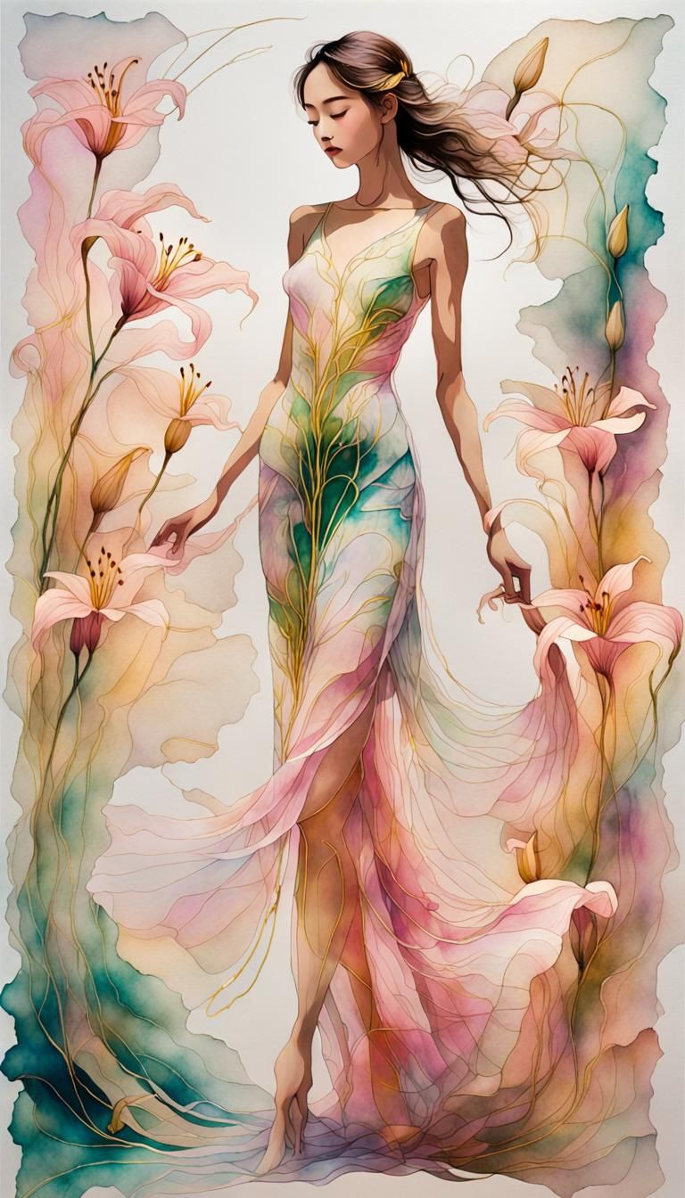 Ethereal Woman in Rice Paper Style