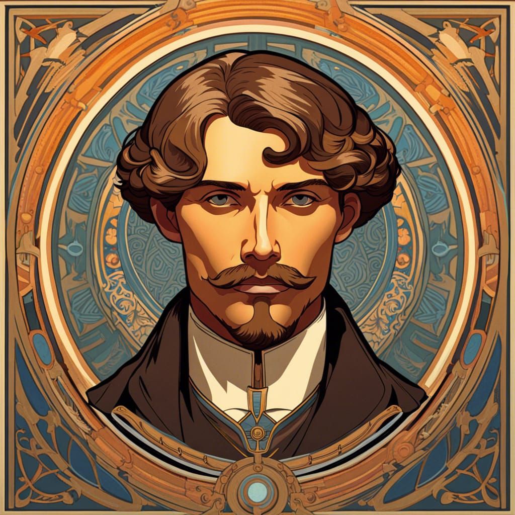 Classic Portrait of Man in Art Nouveau Style