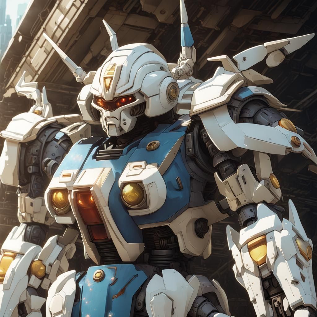 Angelic Insectoid Mecha in Armored Exoskeleton