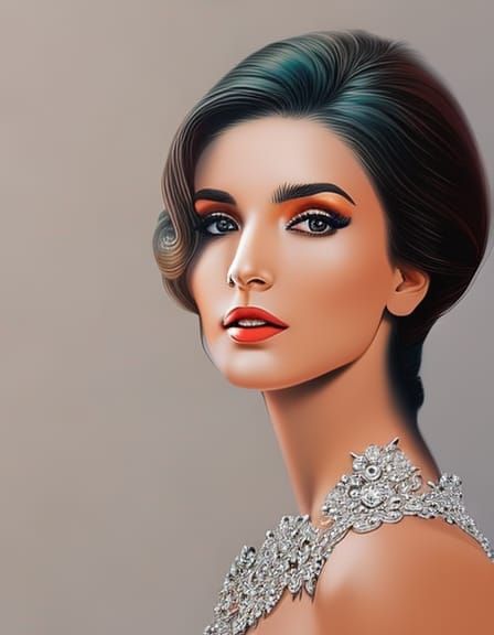 Elegant Woman Portrait in Hyperrealistic Splash Art