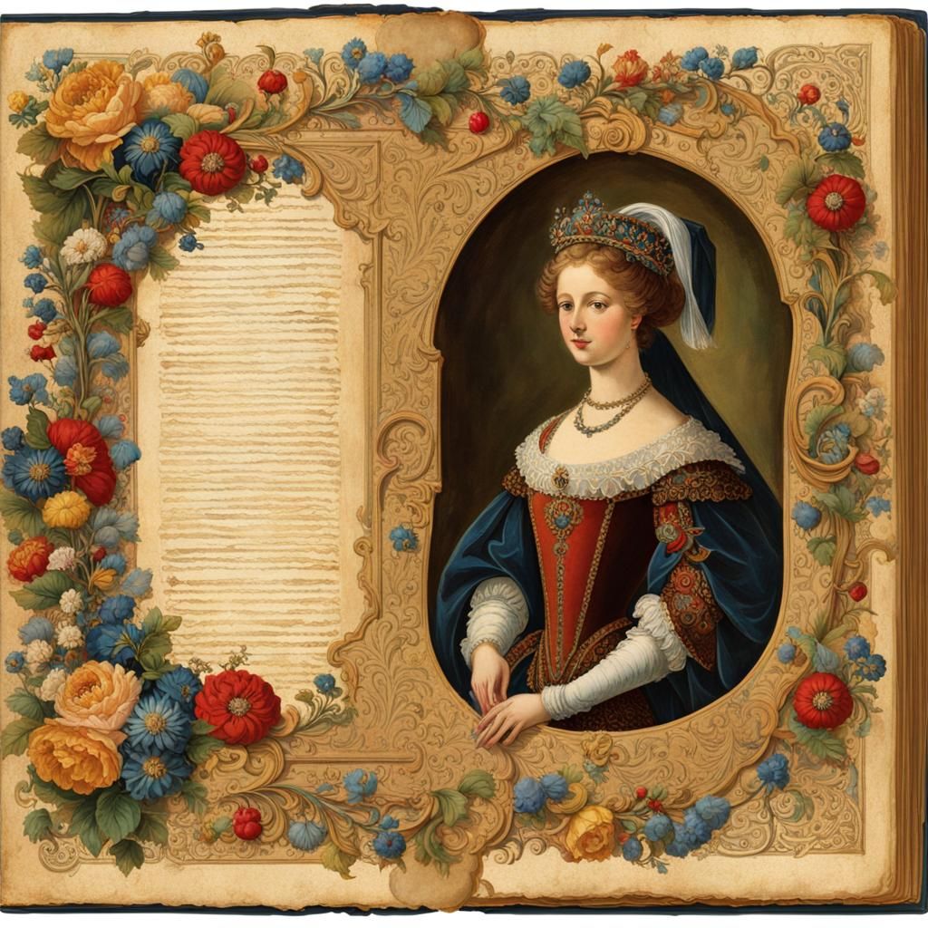 Illuminated Manuscript Page with Medieval Scene