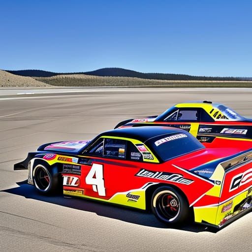 Marijuana Sponsored Race Trucks in Rally, Digital Art