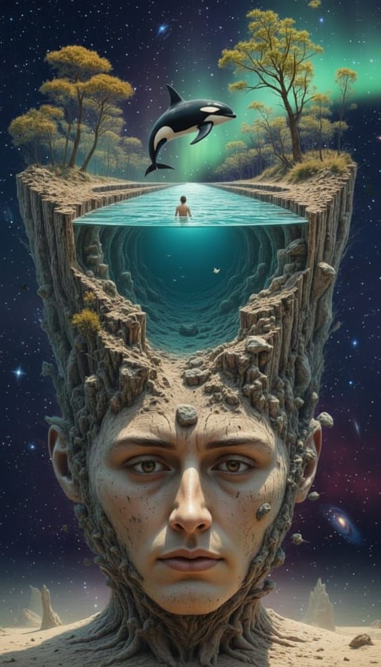 Hyperdetailed Celestial Night Sky with Aurora