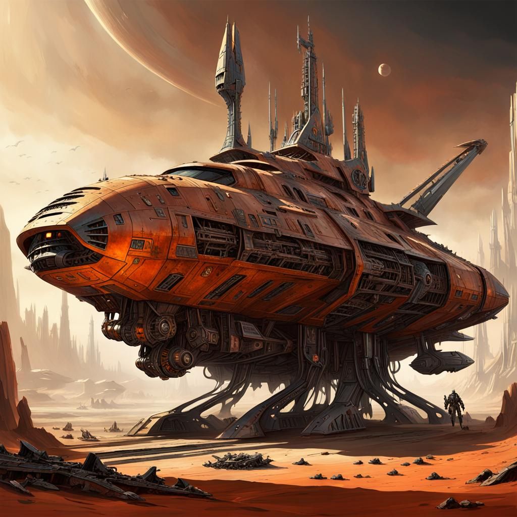 Epic Imperial-Eldar Hybrid Ship Concept Art