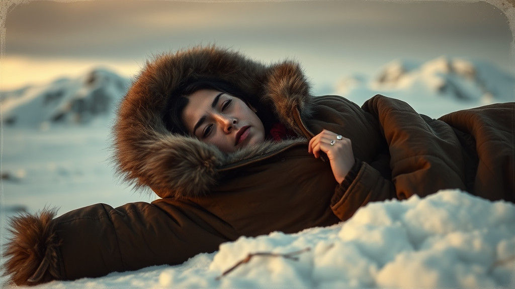 Resting Inupiat Woman in Alaskan Wilderness