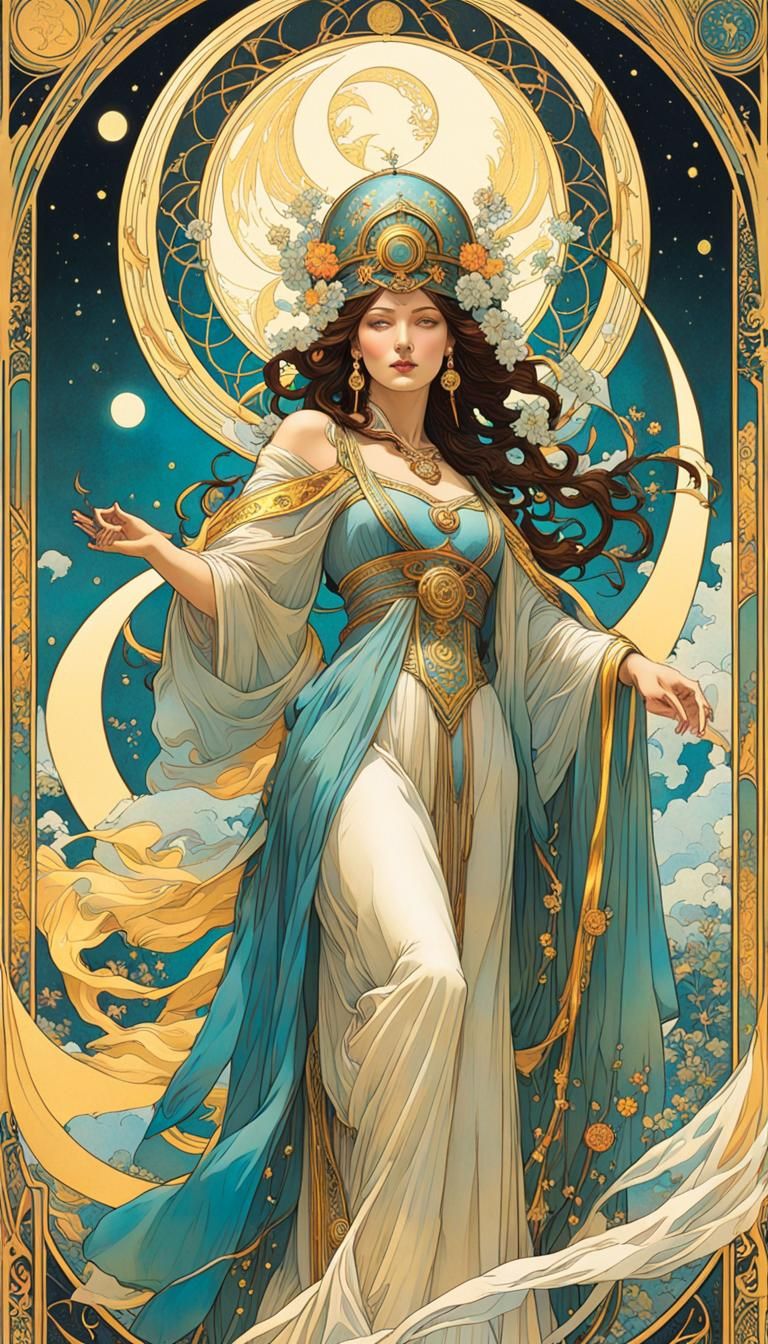 Popess tarot card art nouveau style