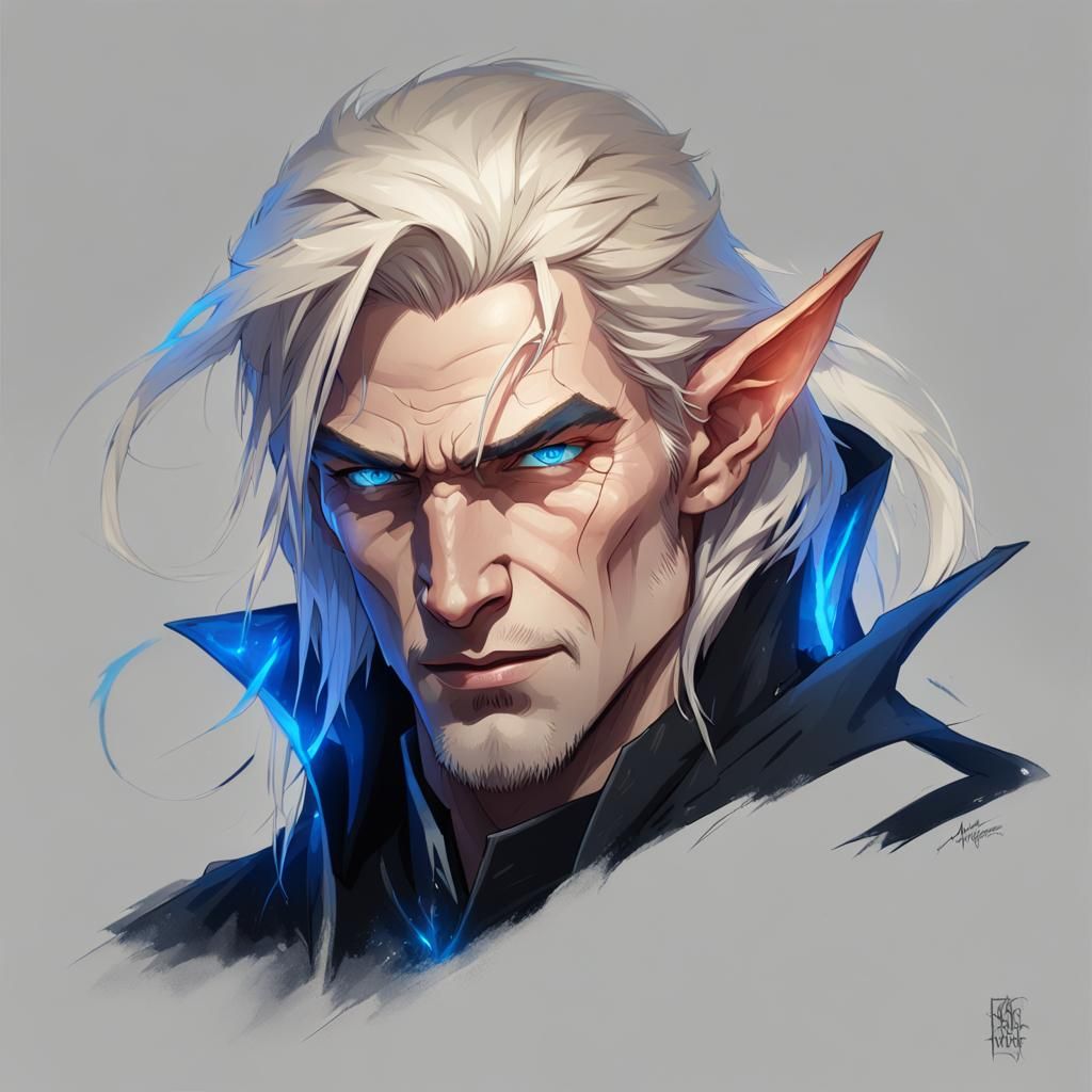 Elf Man Portrait in Hyperdetailed Fantasy Art Style