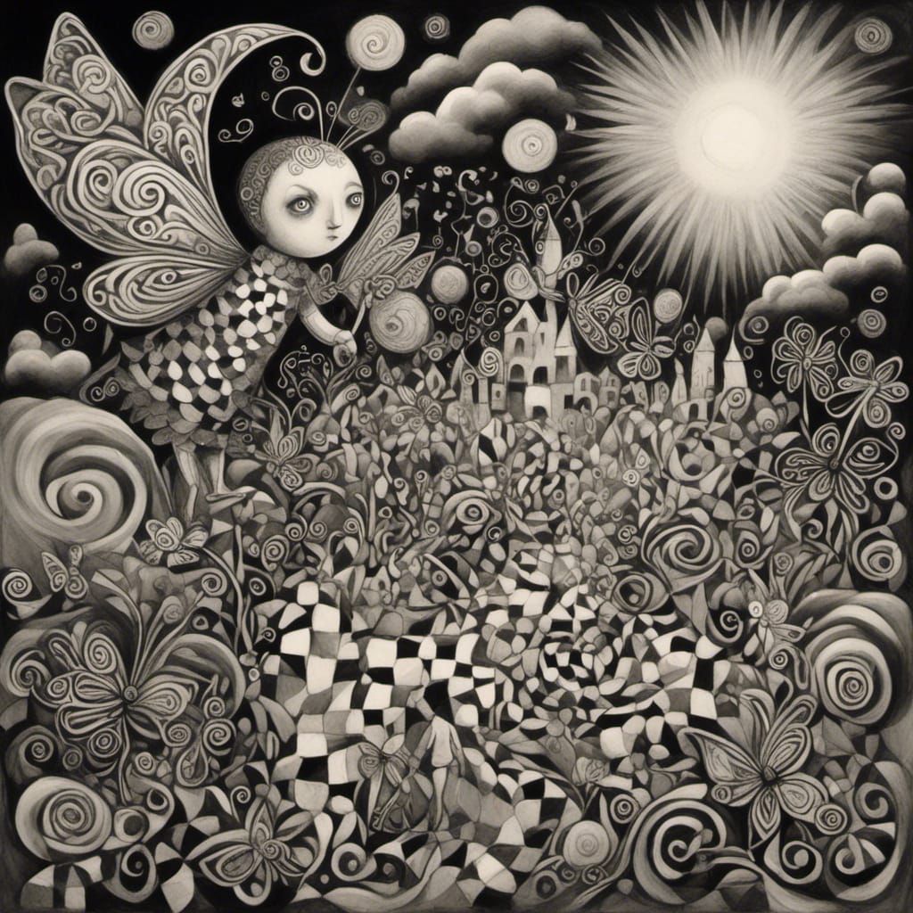 <lora:Crayon Doddles 1:1.0> Zebra angel fairy     in a Milli...