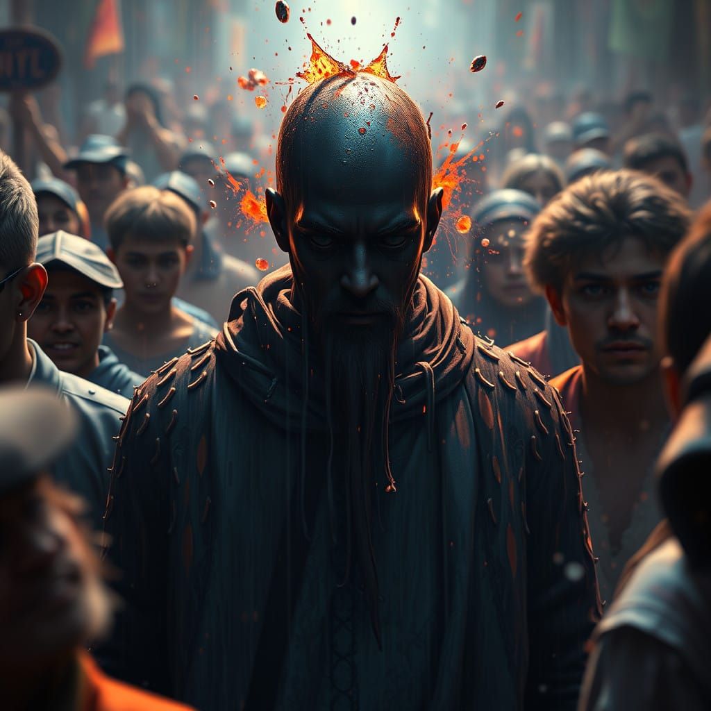 Invisible Figure Merges with Fantastical Crowd