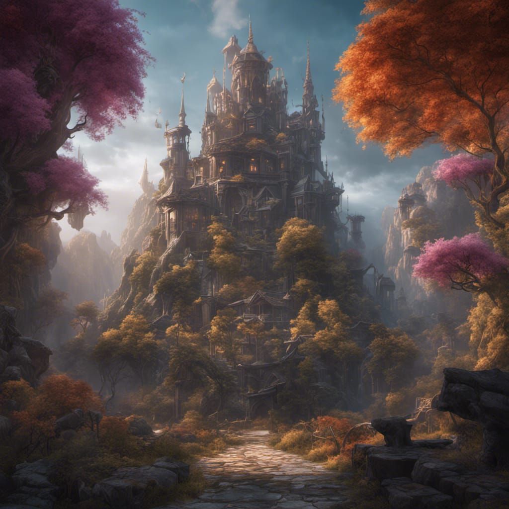 Fantastical Castle Matte Painting in 8K