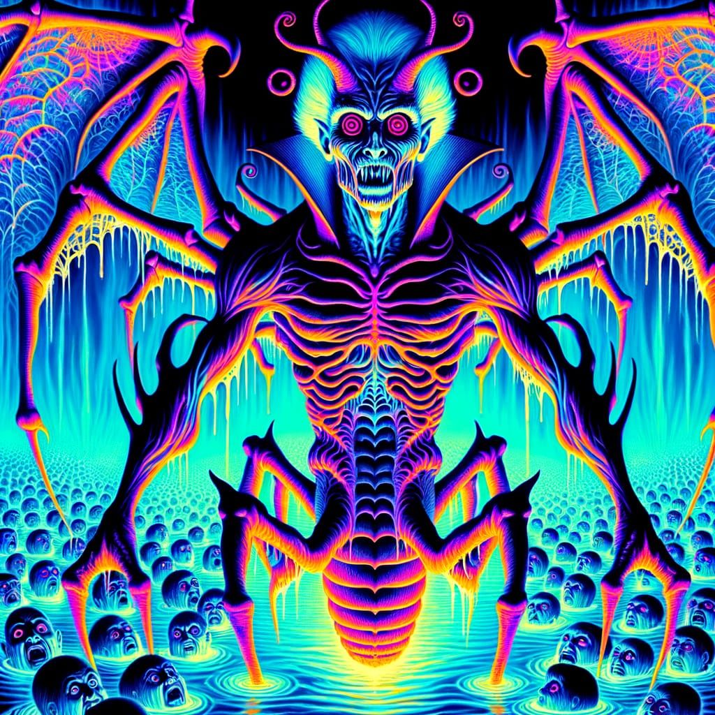 Horrific Vampire Arachnid in Inverted Colors