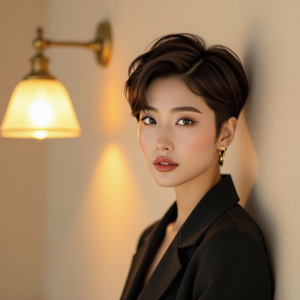 Captivating Korean Woman in Golden Hour Light