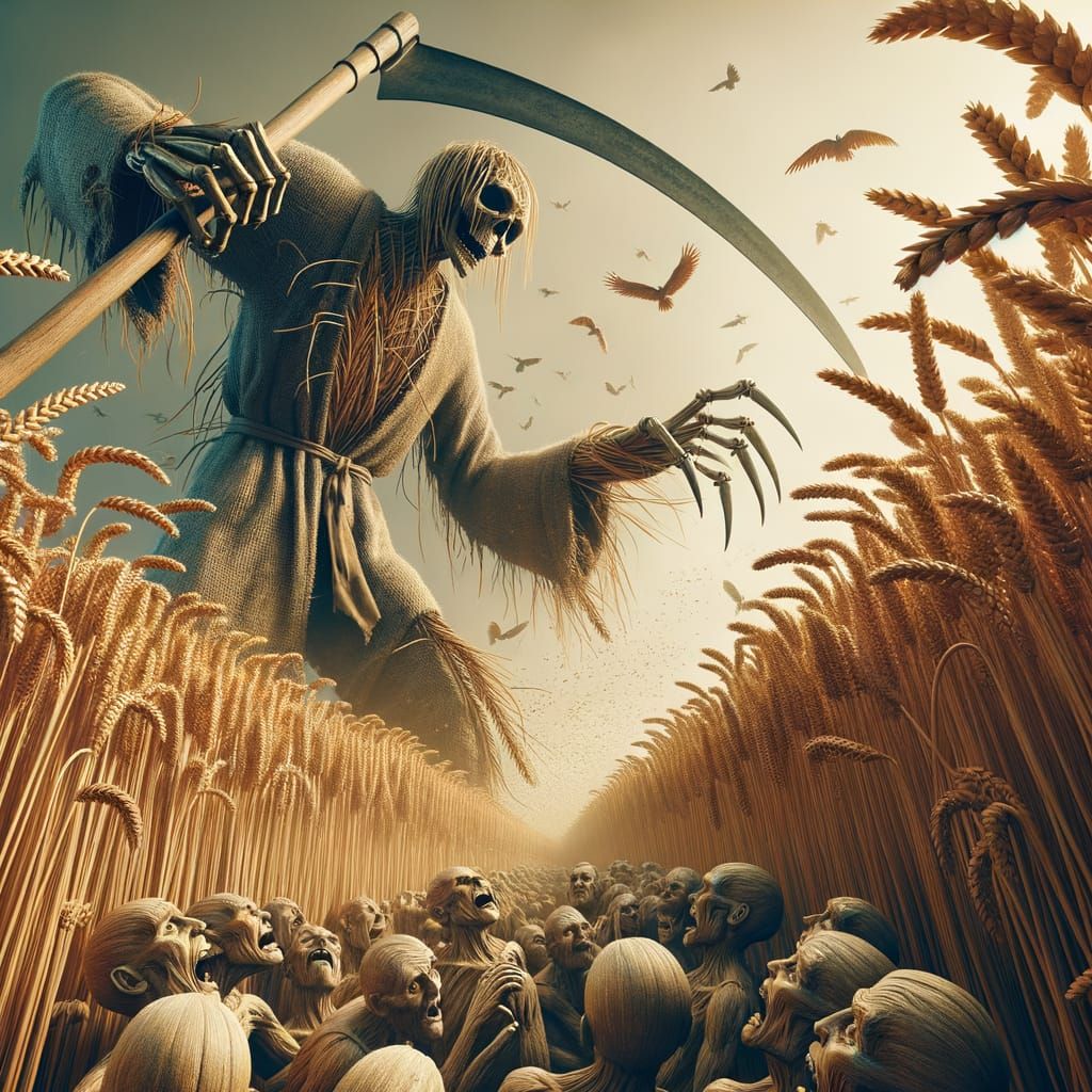 Giant Scarecrow Harvests Frightened Humans in Hyperrealistic...