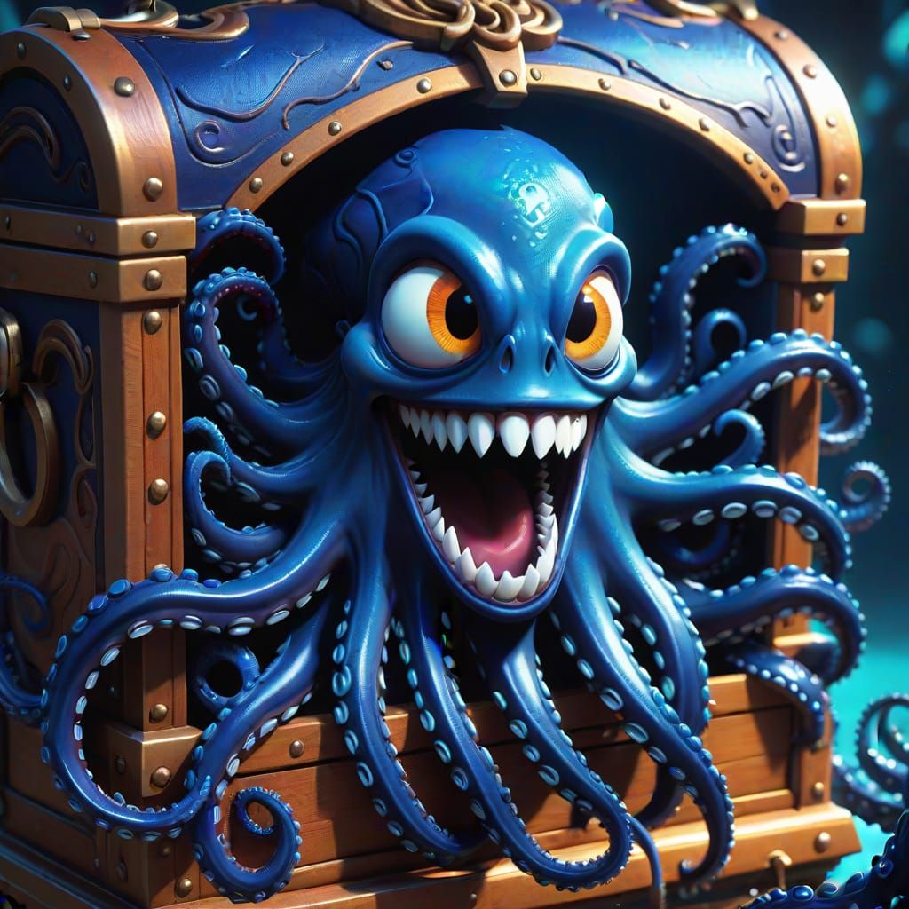 Luxurious Mimic Treasure Chest in Dark Midnight Blue