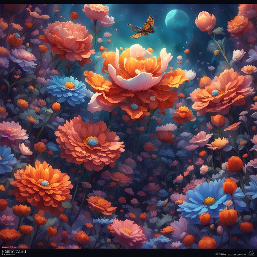 Fantastical Flowers in Bright Colored 3D Digital Art