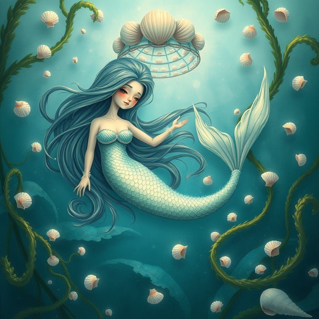 Whimsical Mermaid in a Seaside Paradise
