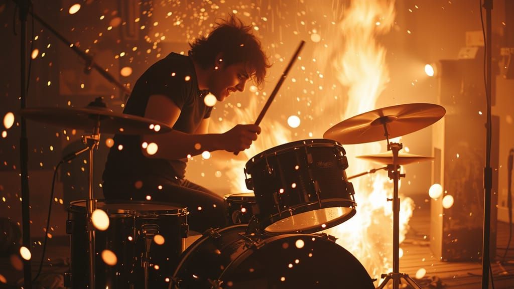 Hellish Drummer in Dark Surrealist Style