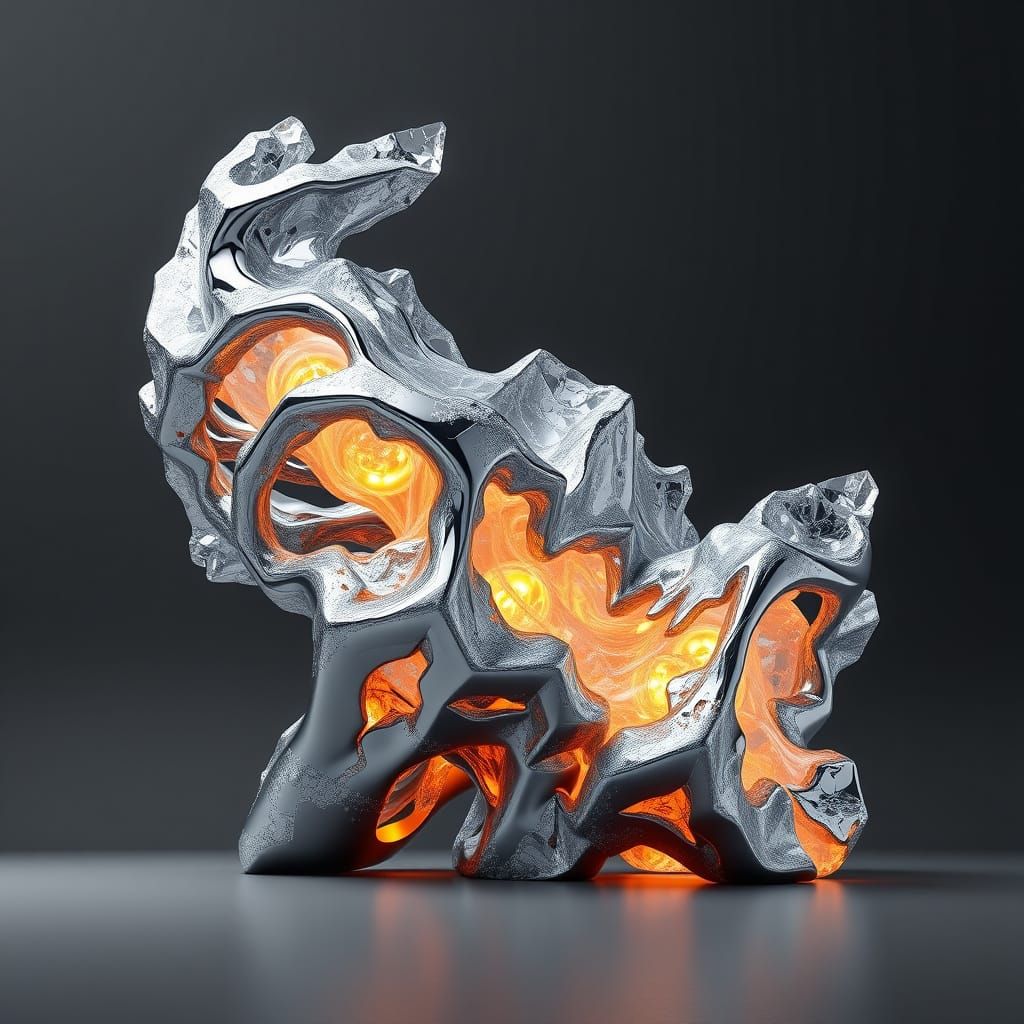 Chrome Sculpture Blends Organic Curves and Geometric Angles