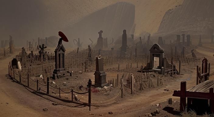 Gold Rush Era Illegal Mining Cemetery Scene