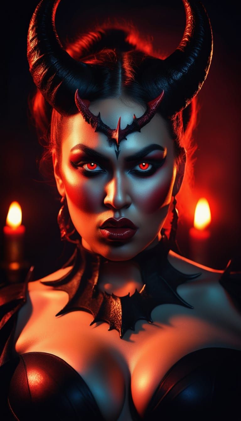 Dark Fantasy Devil Woman in Gothic Style