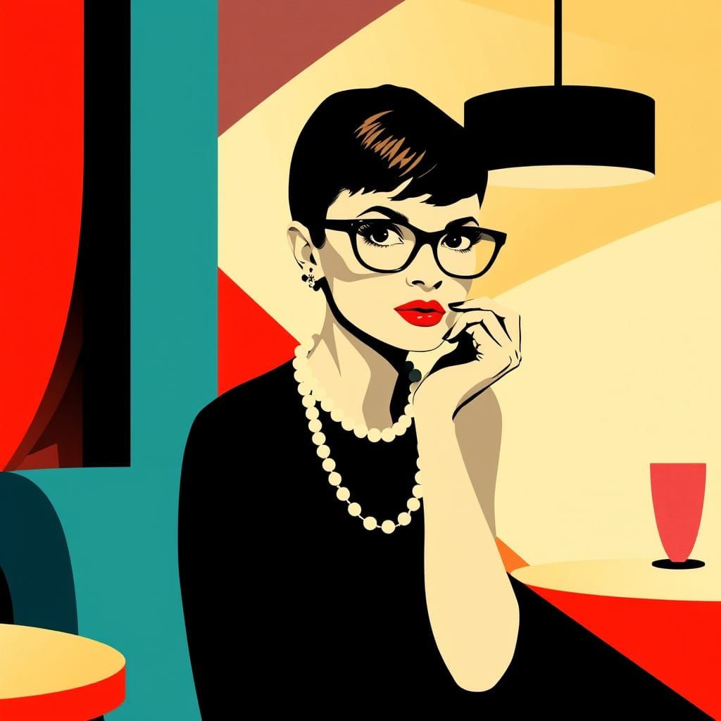 Bauhaus-Inspired Pop Art Portrait of Audrey Hepburn