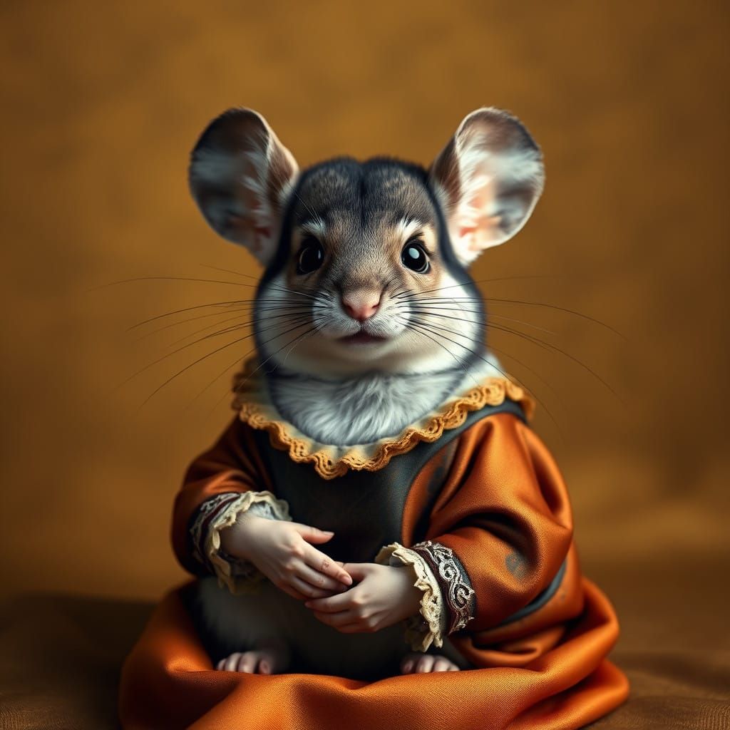 Chinchilla Enigma in Renaissance Attire