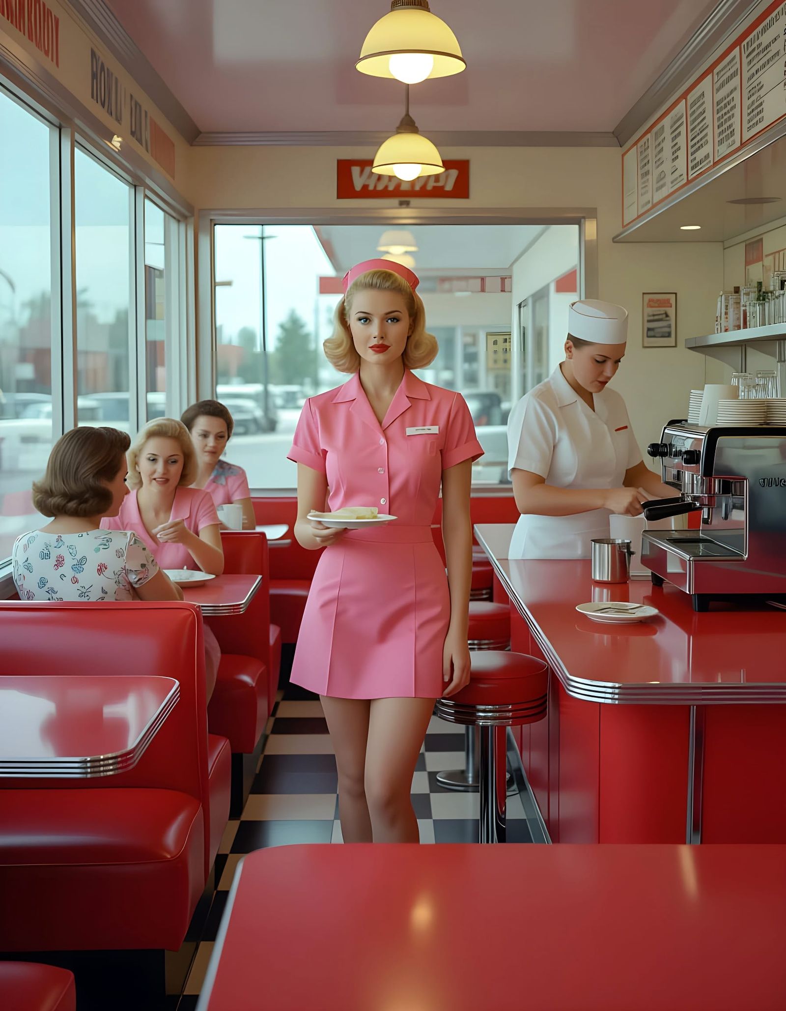 Hyperrealistic 1940s Diner Scene in Hopper Style