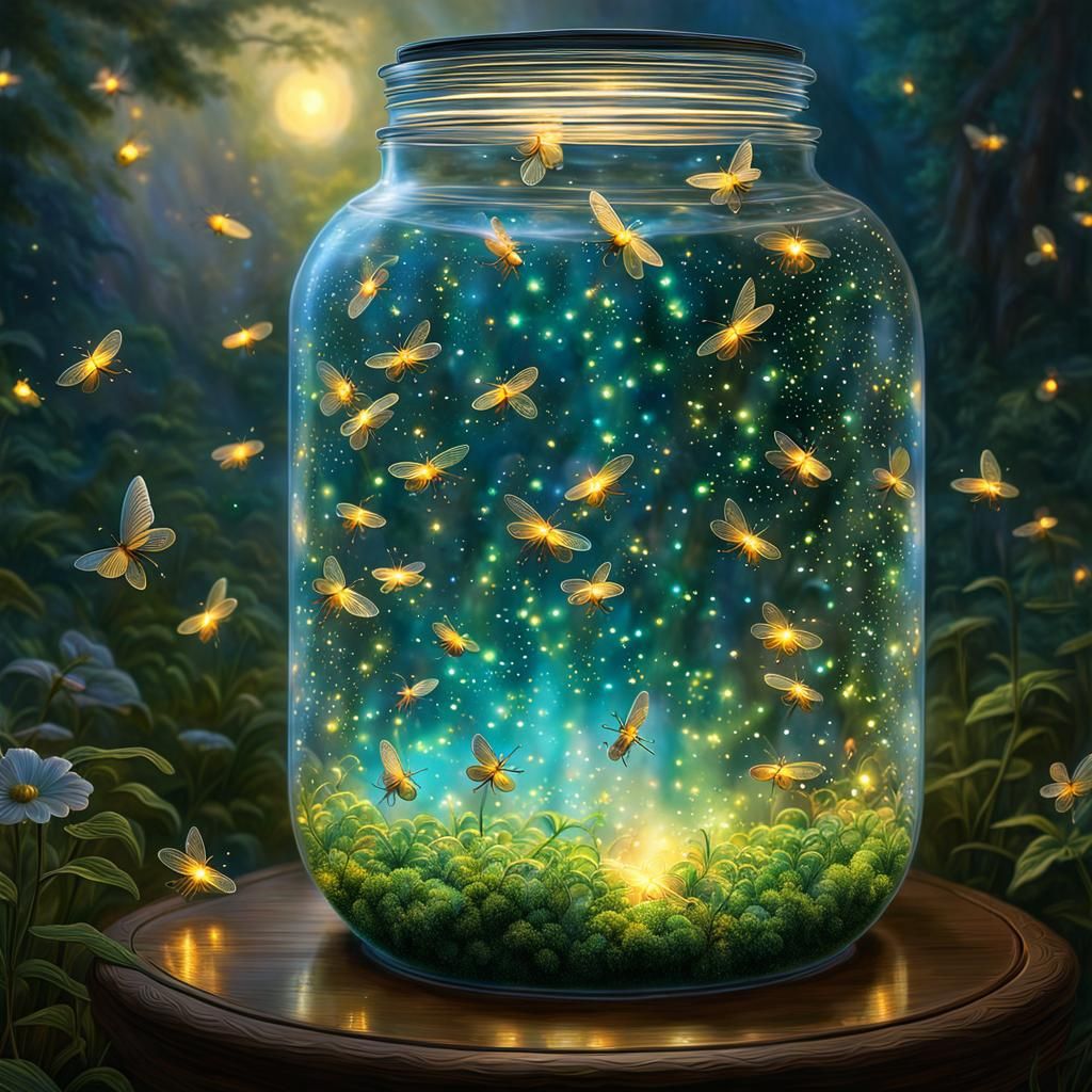 Ethereal 3D Fireflies Escape Mason Jar