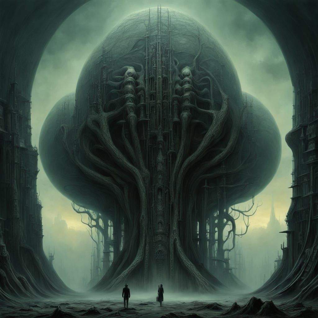 Surreal, Biomechanical Landscape in a Futuristic, Dreamlike....