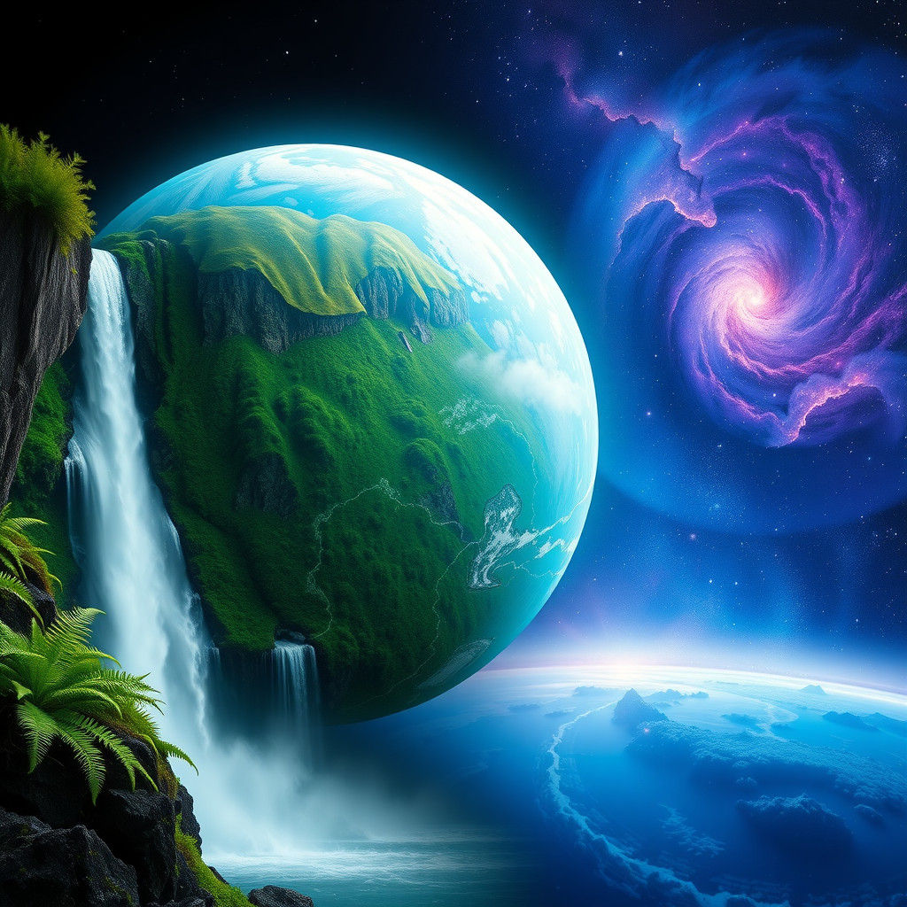 Ethereal Earth: Double Exposure of Life and Cosmos