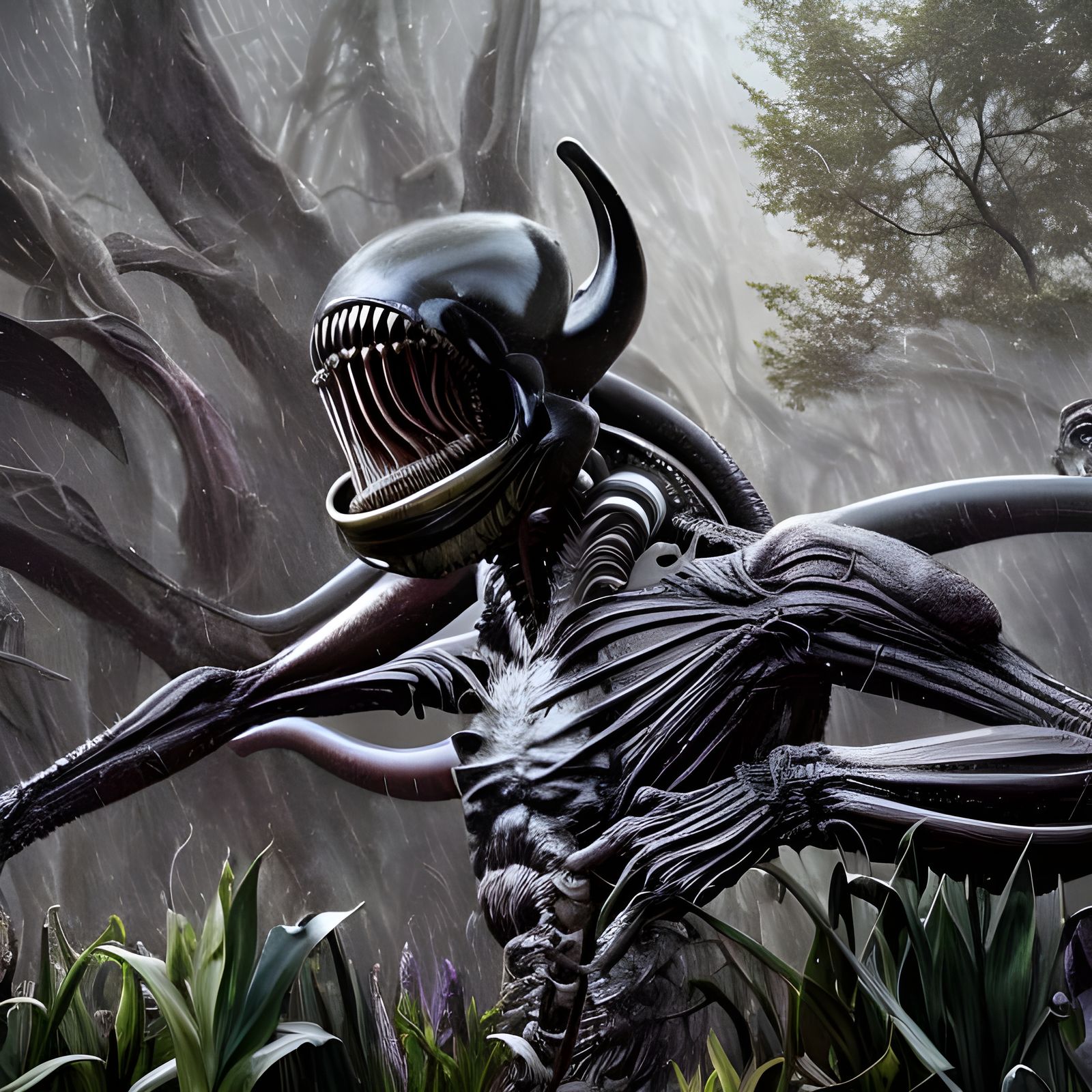 Xenomorph Meeting Place in Hypermaximalist Style