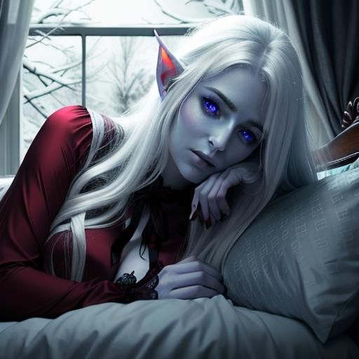 Demon Lich Wakes in Snowy Landscape: Cinematic Still