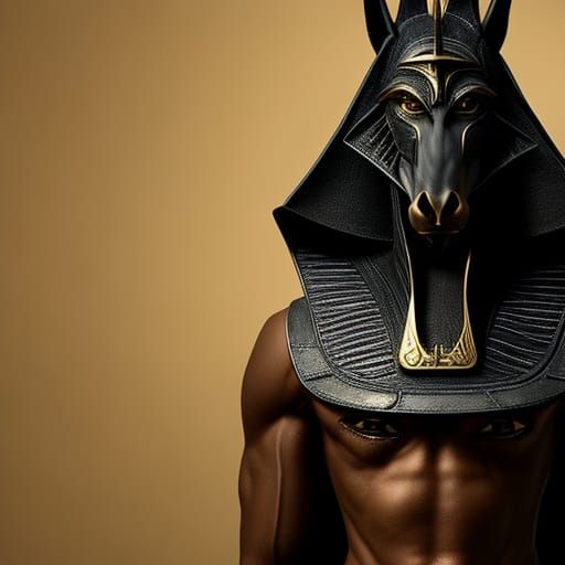 Anubis Portrait: Egyptian God in Dark Fantasy Style