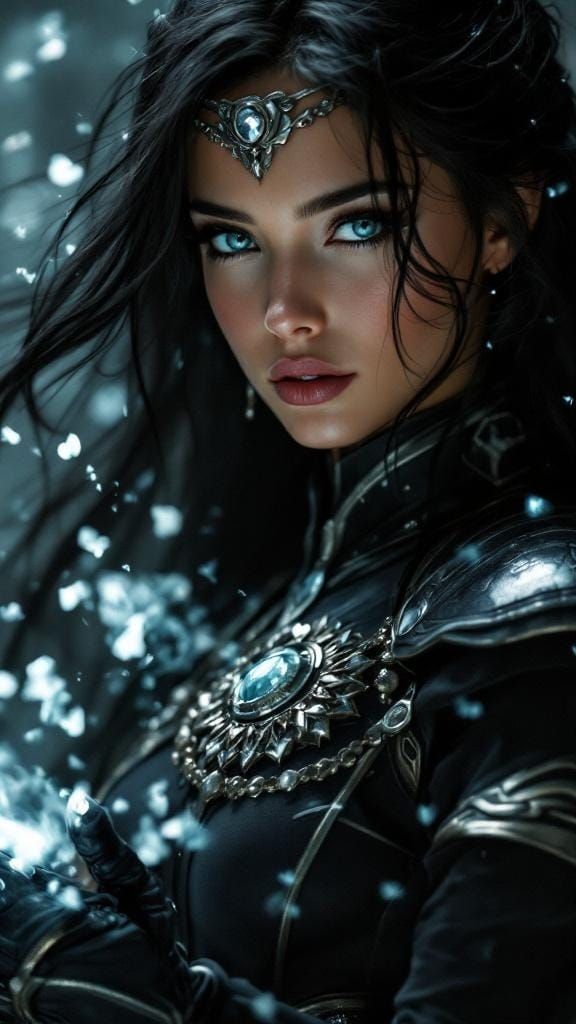 Magical Warrior Woman in Dark Fantasy Style
