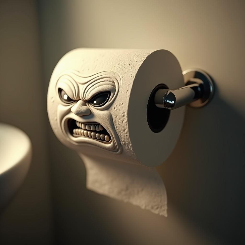 Humorous Bathroom Tissue Roll in Photorealistic Detail