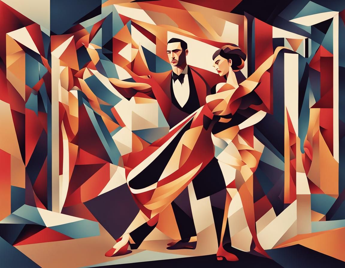 Flamenco Dancers in Art Deco Style
