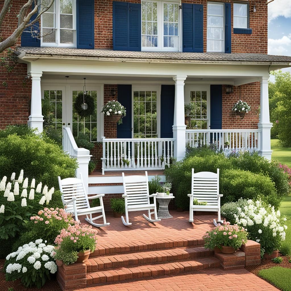 Inviting Country Porch with Rocking Chairs