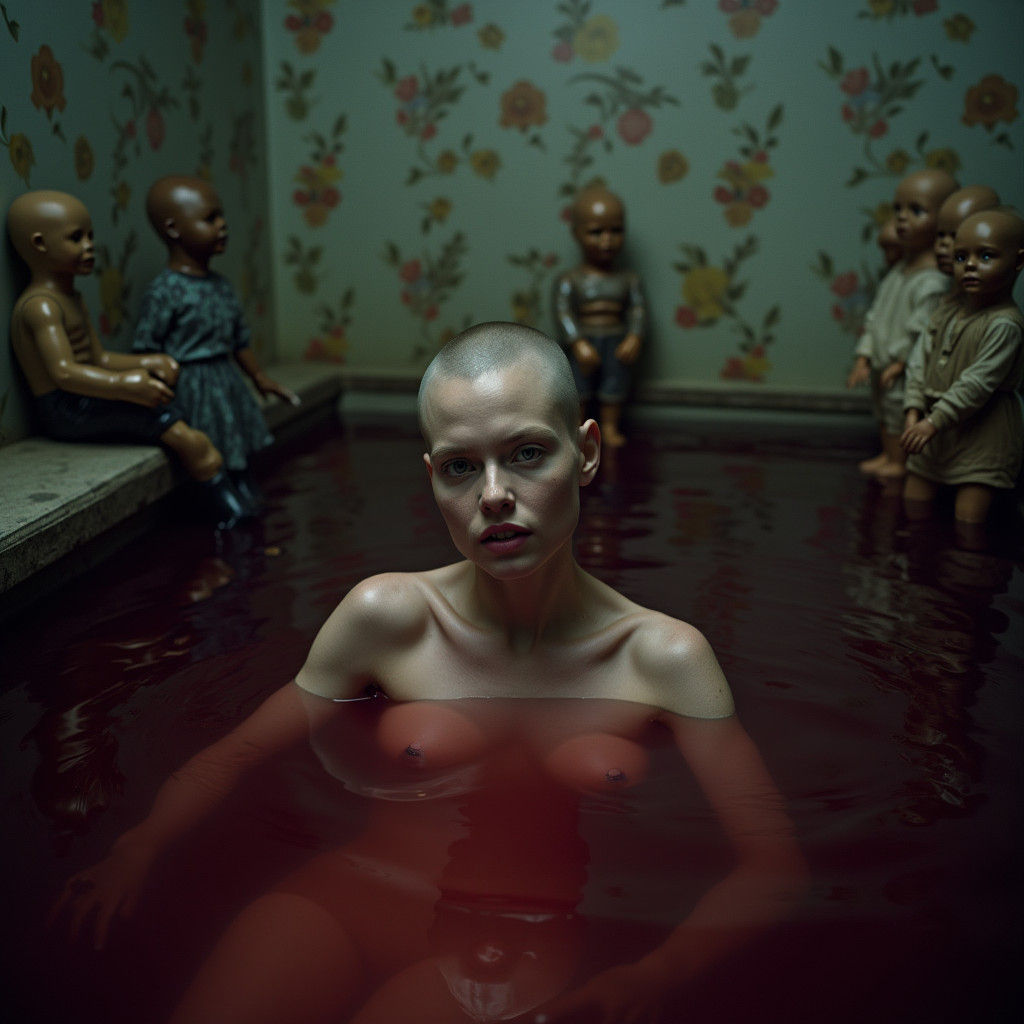 Eerie Submerged Woman in Cinematic Style