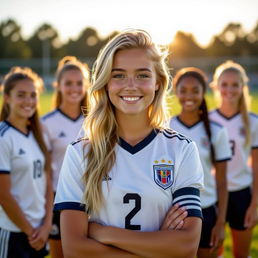 Teen Soccer Captain Poses With Team in Realistic Photo
