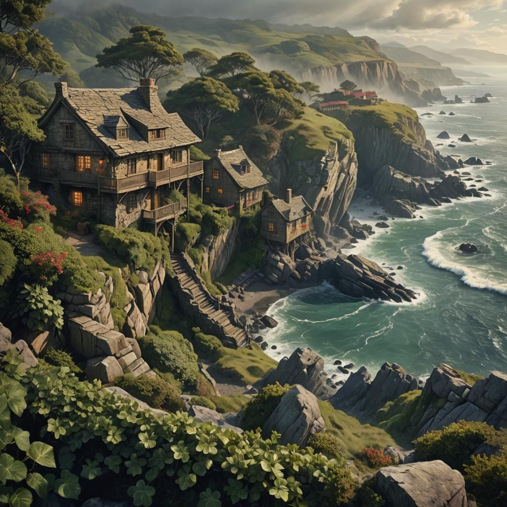 Weathered Admiral Benbow Inn on Rugged Coastline