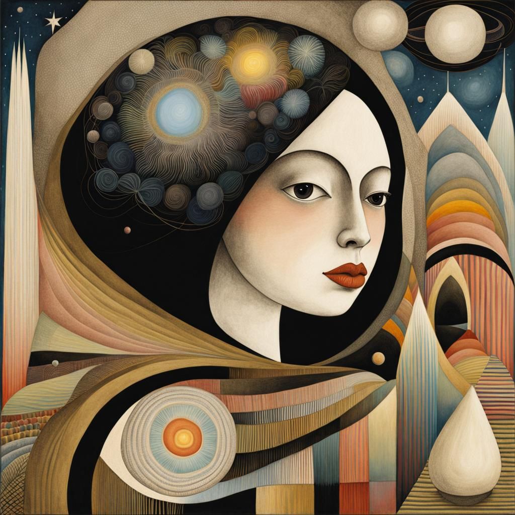 Astronaut in Art Brut Style Drawing