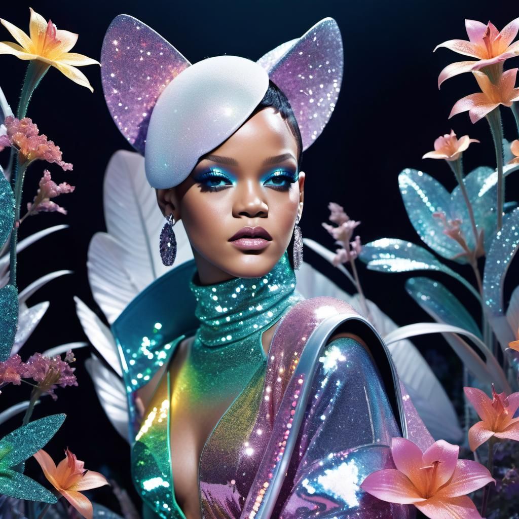 Rihanna Drives Segway in Shimmering Fashion Illustration