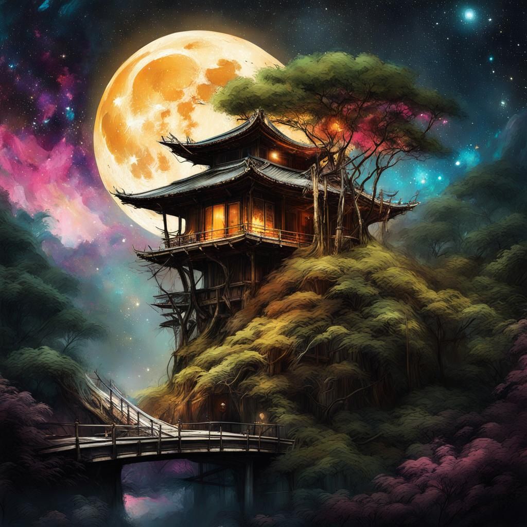 Fantasy Houses in Hyperrealistic Bamboo Forest