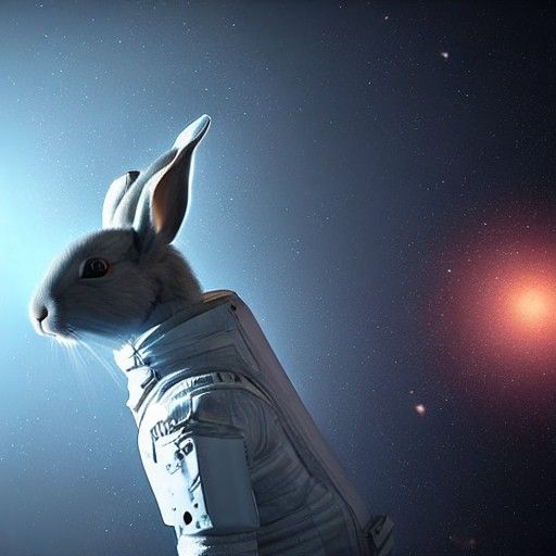 Rabbit in Space Suit in Cosmic Galaxy