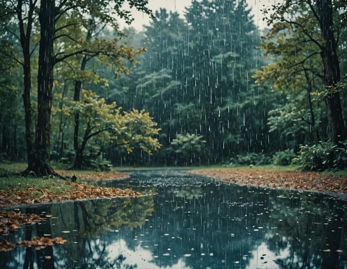 Rainy Day Reflections in Cyanotype Style
